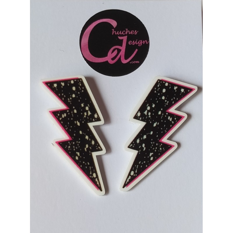 Pendientes rayo negro decorado