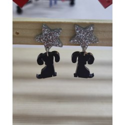 Pendientes perrito y estrella metacrilato
