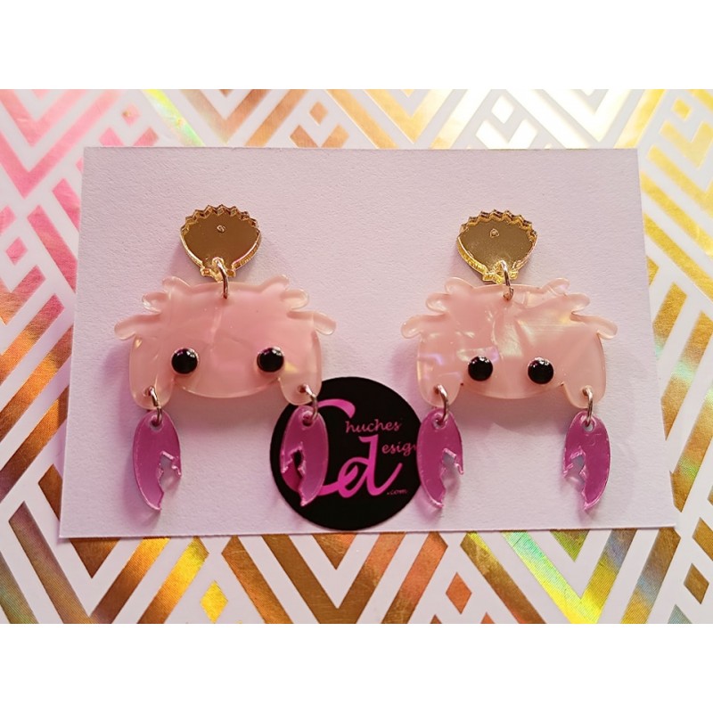 Pendientes cangrejo de metacrilato y nacar