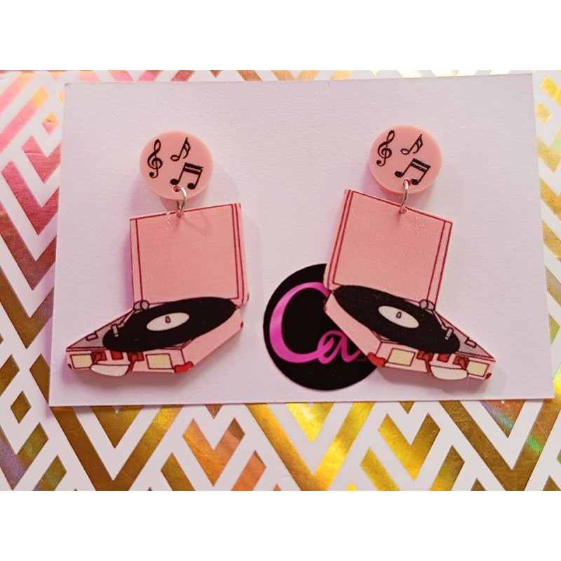 Pendientes tocadiscos metacrilato