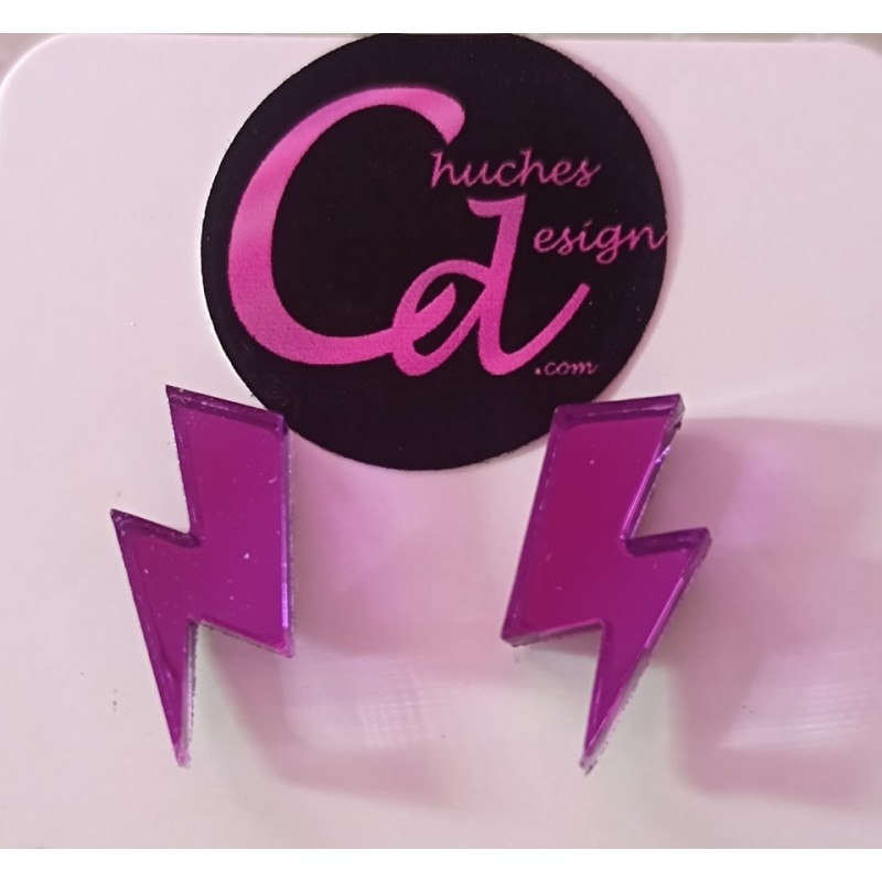 Pendientes mini rayo efecto espejo de metacrilato, 20mm