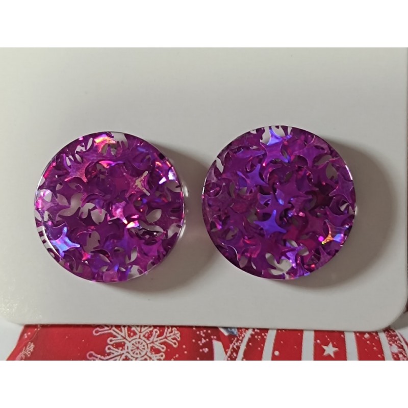 Pendientes circulo metacrilato estrellas