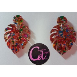 Pendientes mini hojas confetti metacrilato