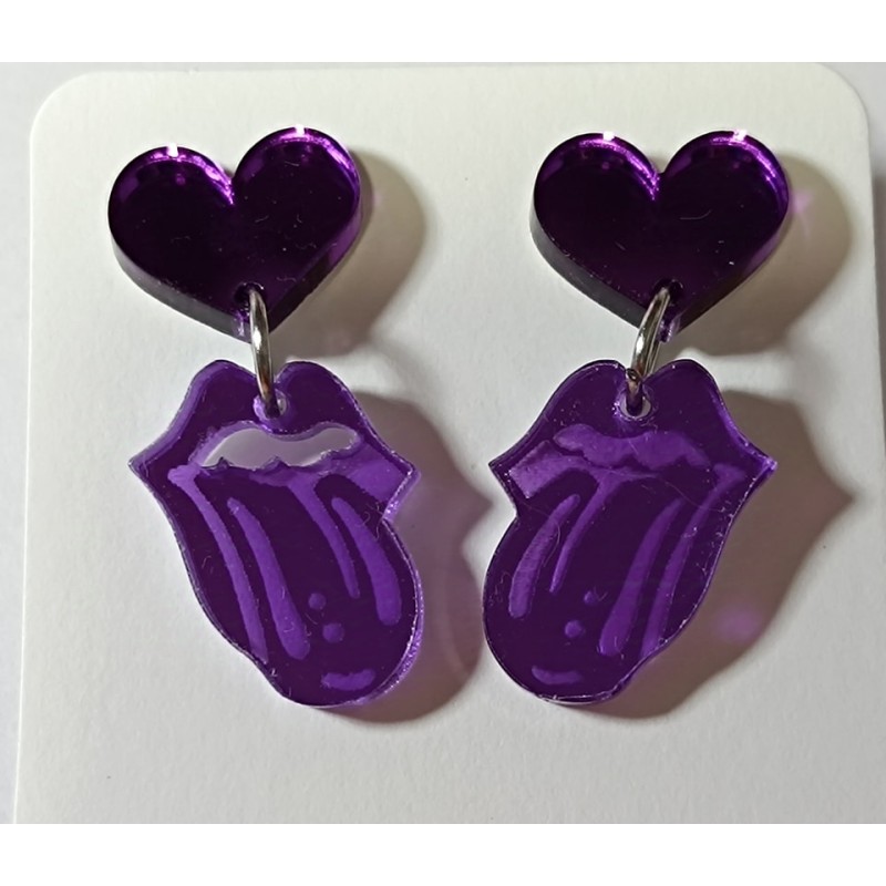 Pendientes Rolling corazones metacrilato