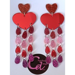 Pendientes lluvia de corazones