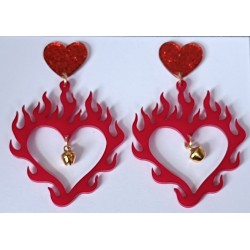 Pendientes corazon de fuego...