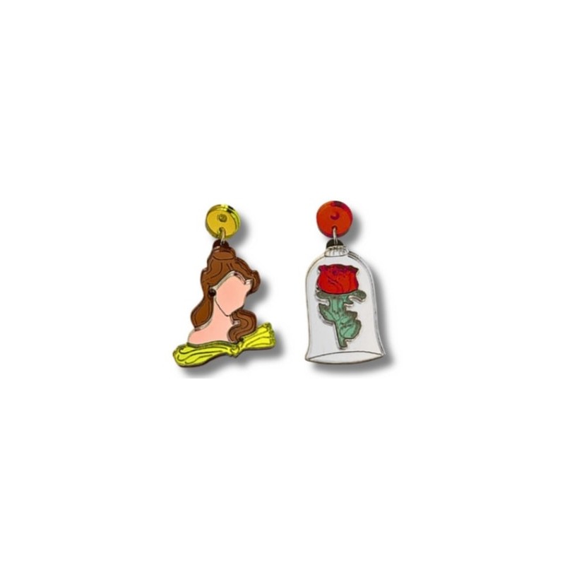 Pendientes Bella y flor de metacrilato