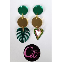 Pendientes monstera y corazon
