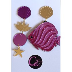 Pendientes pez morado y...